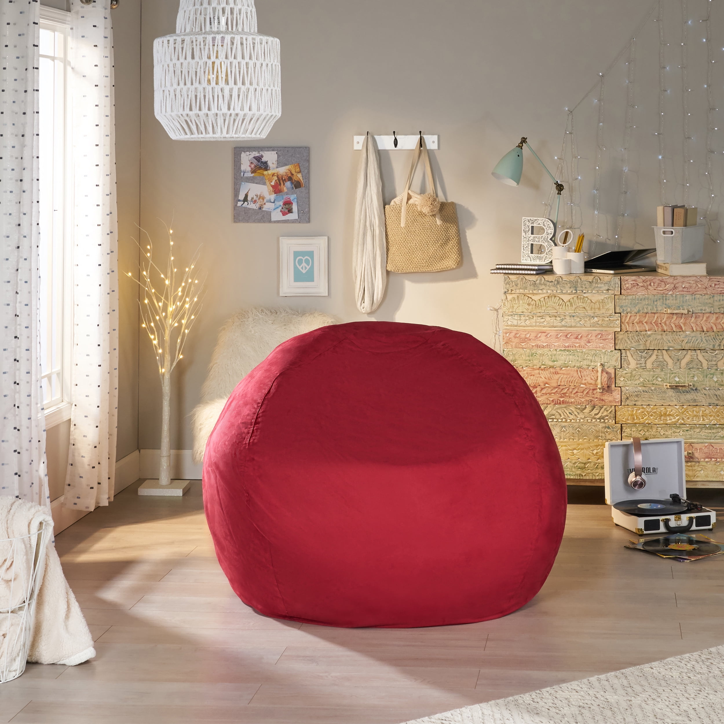Kiri Red Polyester Fabric Bean Bag Chair - Rooms To Go