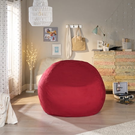 Noble House Sofia 5 ft. Suede Bean Bag Cover, Chinese Red