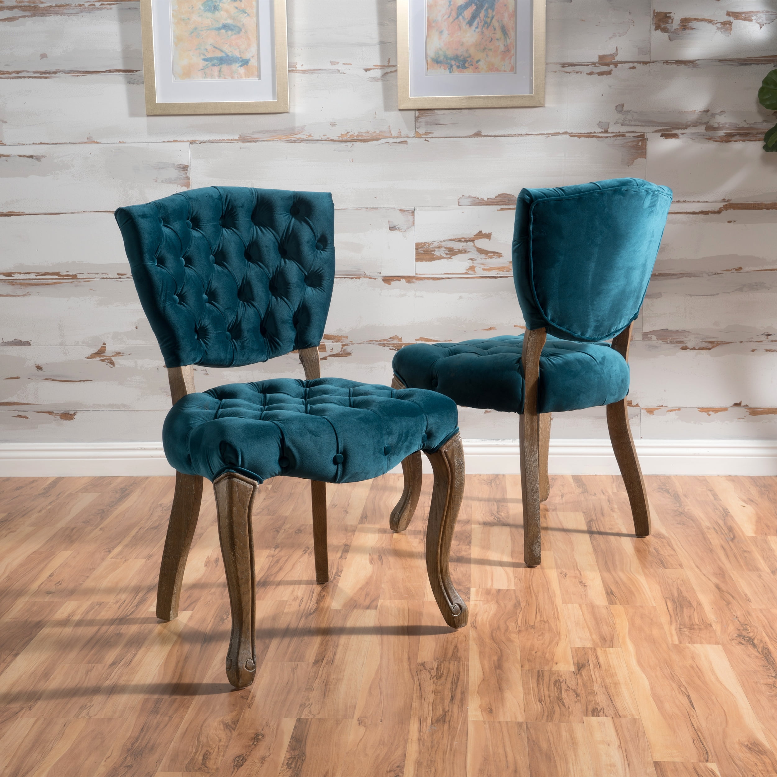 Noble House Sofia Contemporary Velvet Dining Chairs, Set of 2, Dark Teal