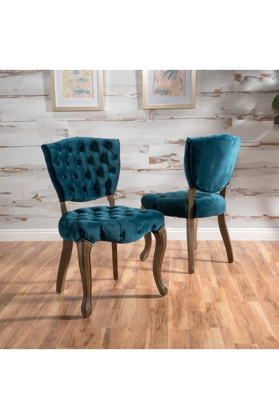 Sofia Contemporary Velvet Dining Chairs, Set of 2, Dark Teal