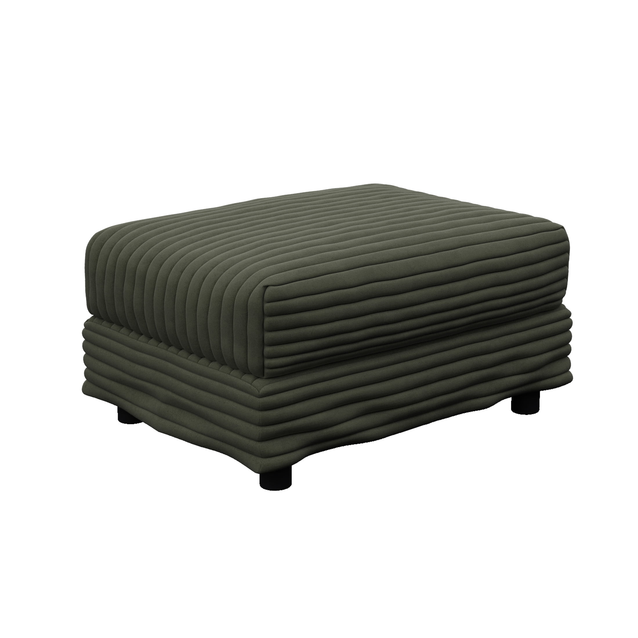 Noble House Solley 31.5" Plush Corduroy Ottoman, Modular Sectional Extension Footstool and Coffee Table, Green