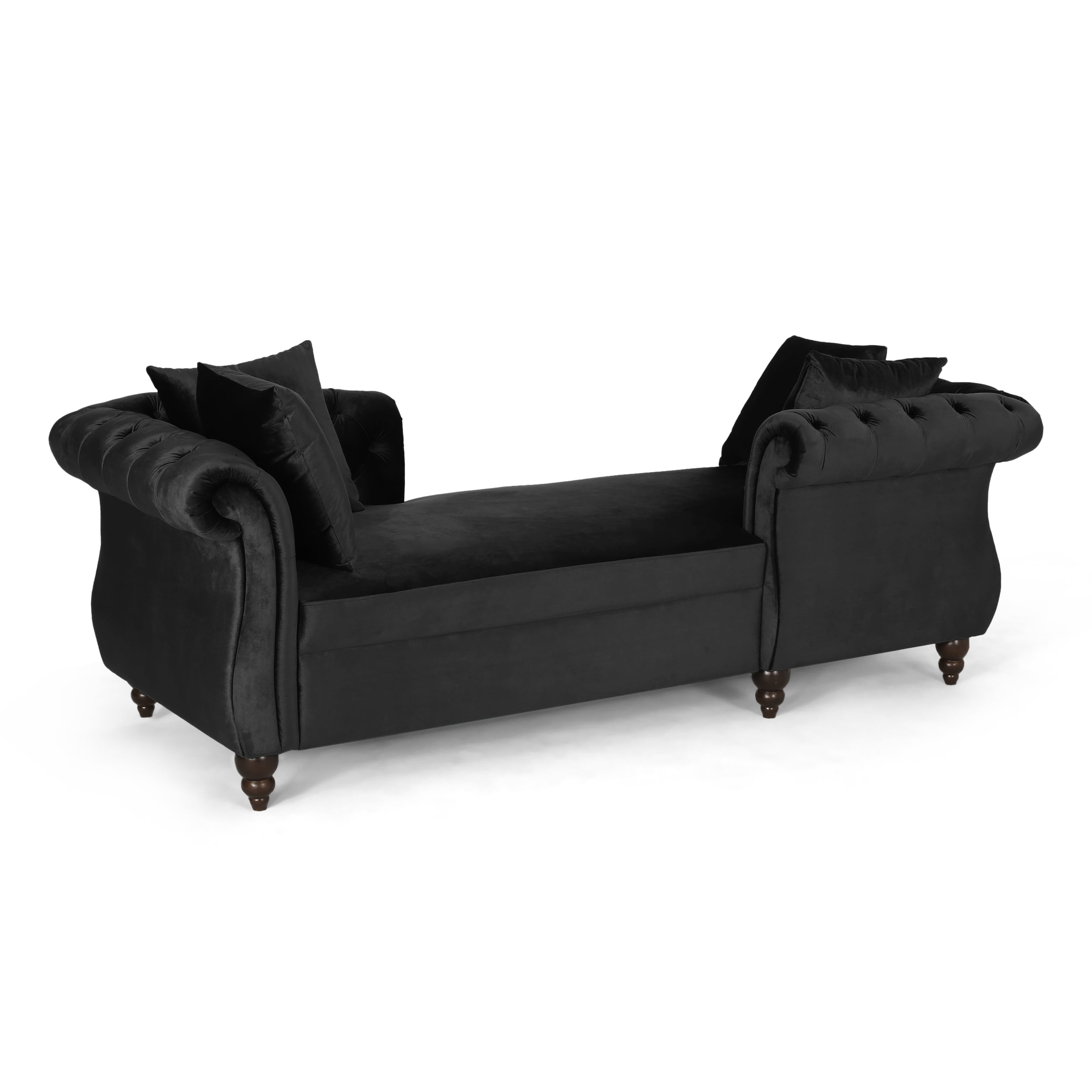 Noble House Sonne Indoor Fabric Tufted Chaise Lounge, Black