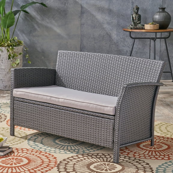 Noble House St. Lucia Outdoor LoveseatGray & Silver