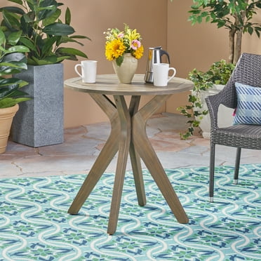 Noble House Stamford 27.5" Round Wooden Patio Dining Table in Gray