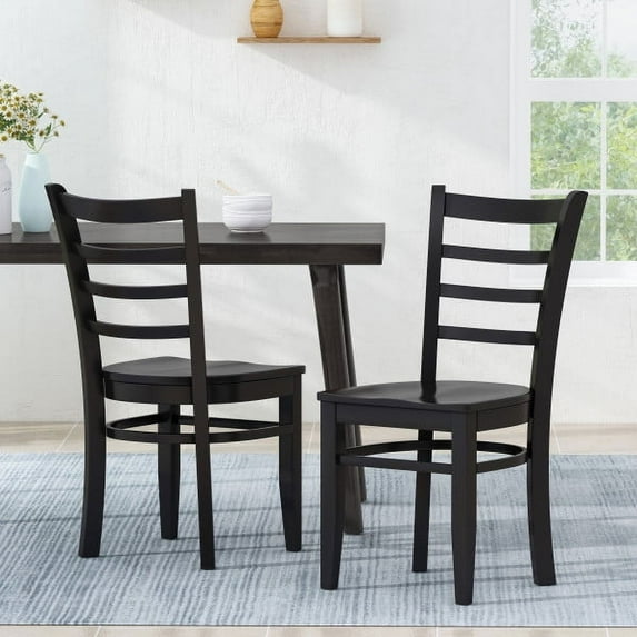 Noble House Stanton Indoor Rubberwood Dining Chairs, Set of 2, Matte black, Matte black