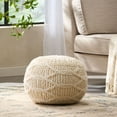 thumbnail image 1 of Noble House Stefan Fabric Handmade Pouf, Cream, 1 of 7