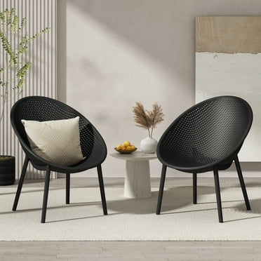 Stylish & Durable Accent Chairs, PP Black (Set of 2)