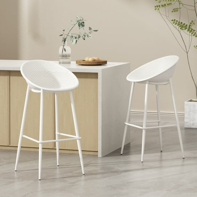 Stylish & Durable Barstools, PP, White (Set of 2)
