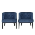 thumbnail image 1 of Noble House Suncook Fabric Tufted Accent Chairs, Set of 2, Navy Blue and Dark Brown, 1 of 10