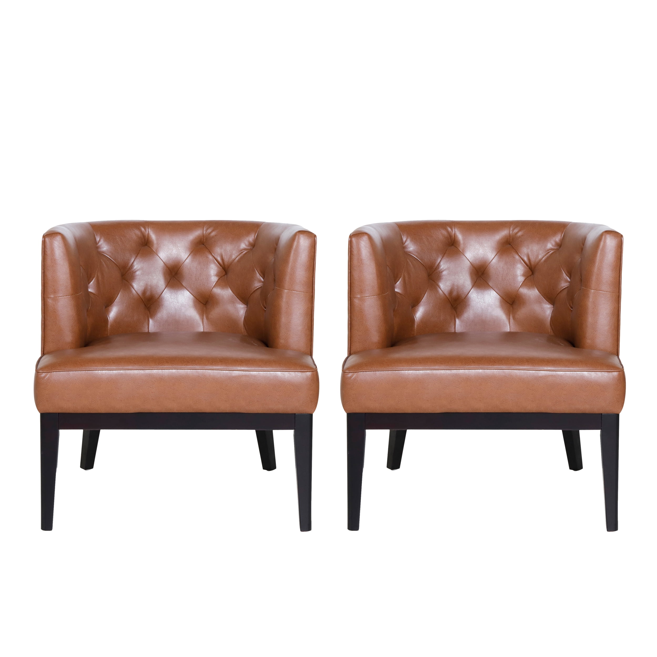 Noble House Suncook Faux Leather Tufted Club Chair Set of 2