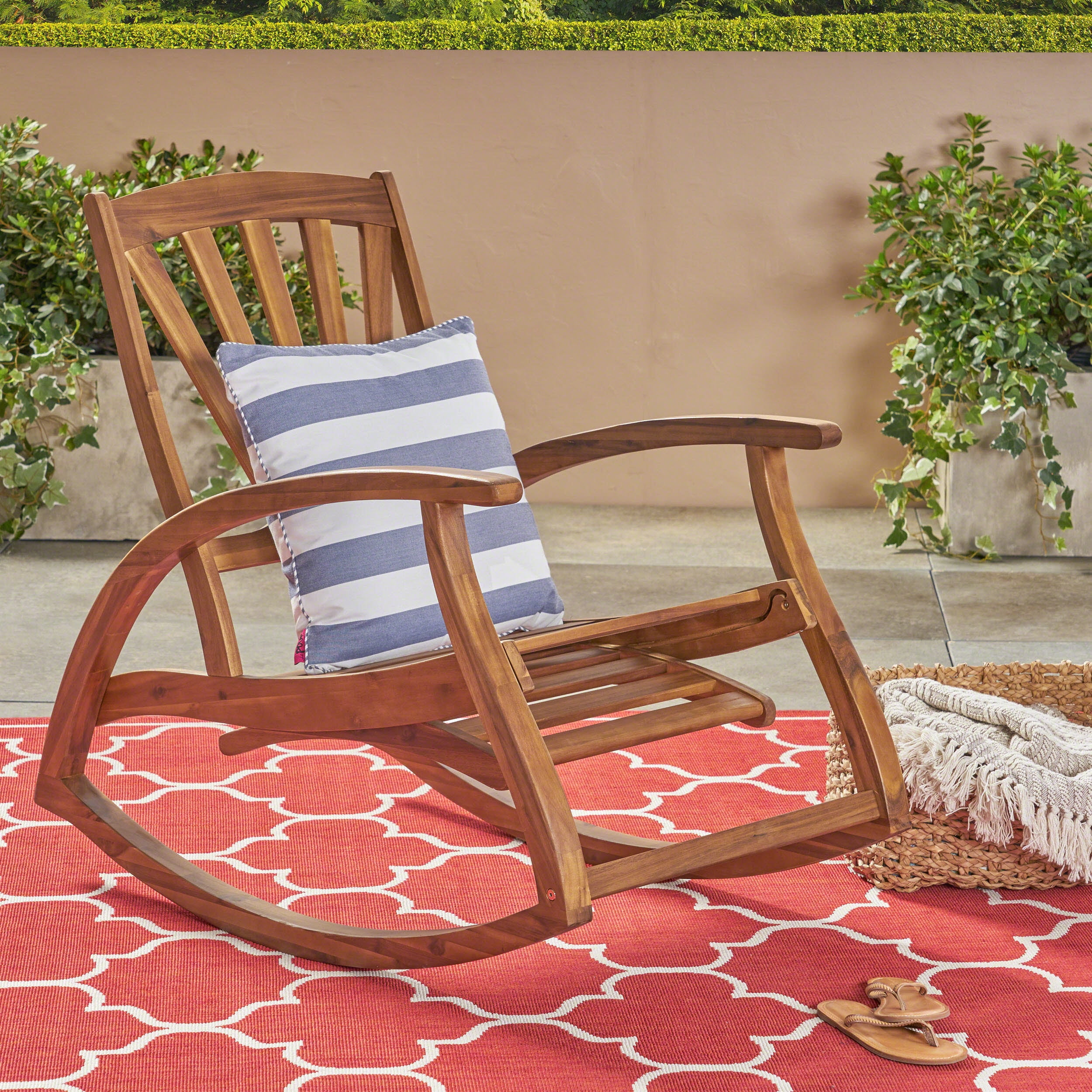 Noble House Sunview Outdoor Acacia Wood Rocking Chair with
