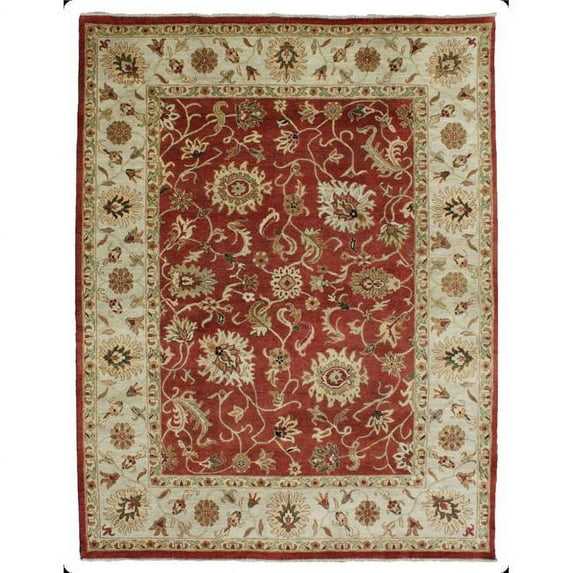 Noble House TF1169 Hand Knotted Rust & Beige Rectangle Rug, 10 x 14 ft.