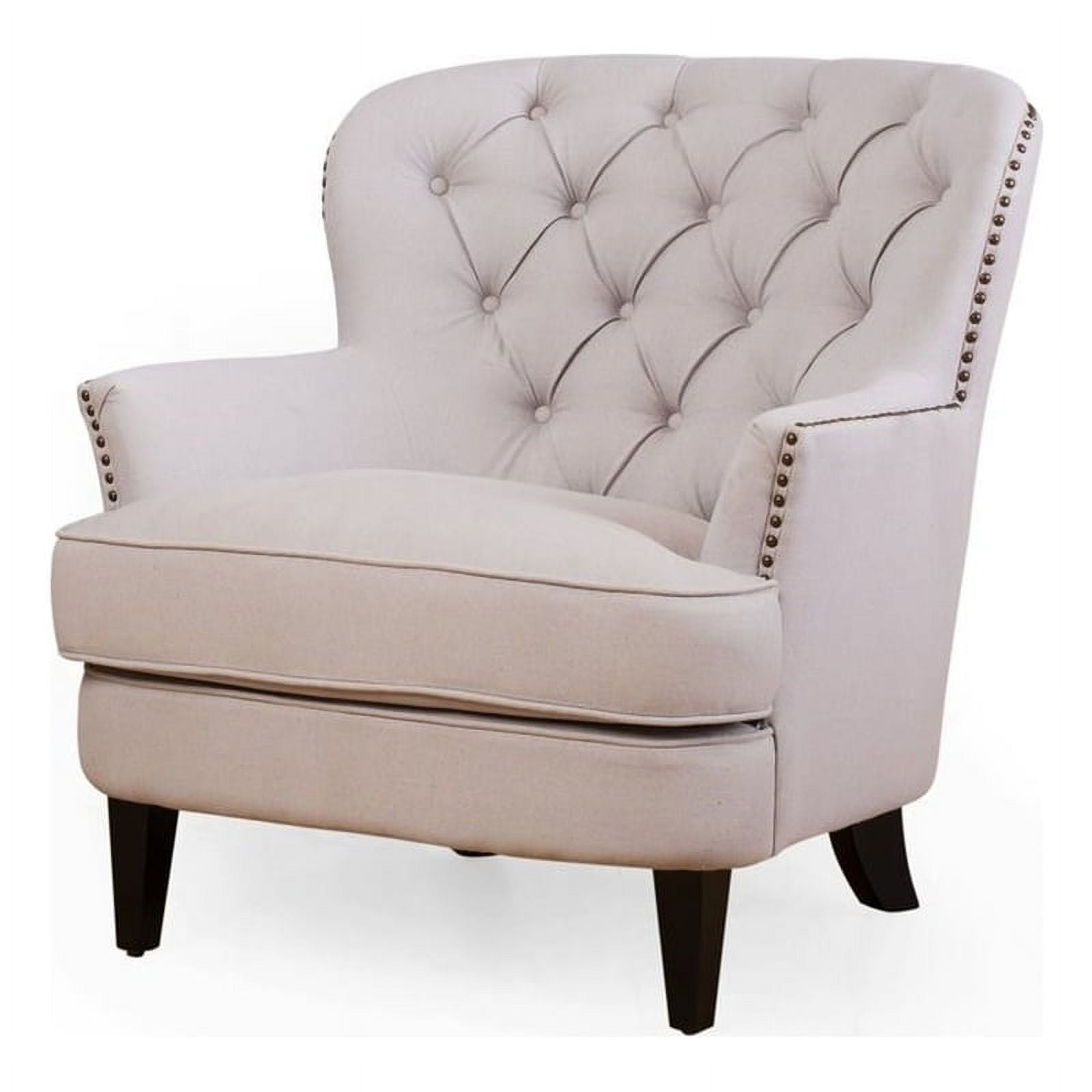 Noble House Tafton Tufted Fabric Club Chair In Gray & Natural - Walmart.com