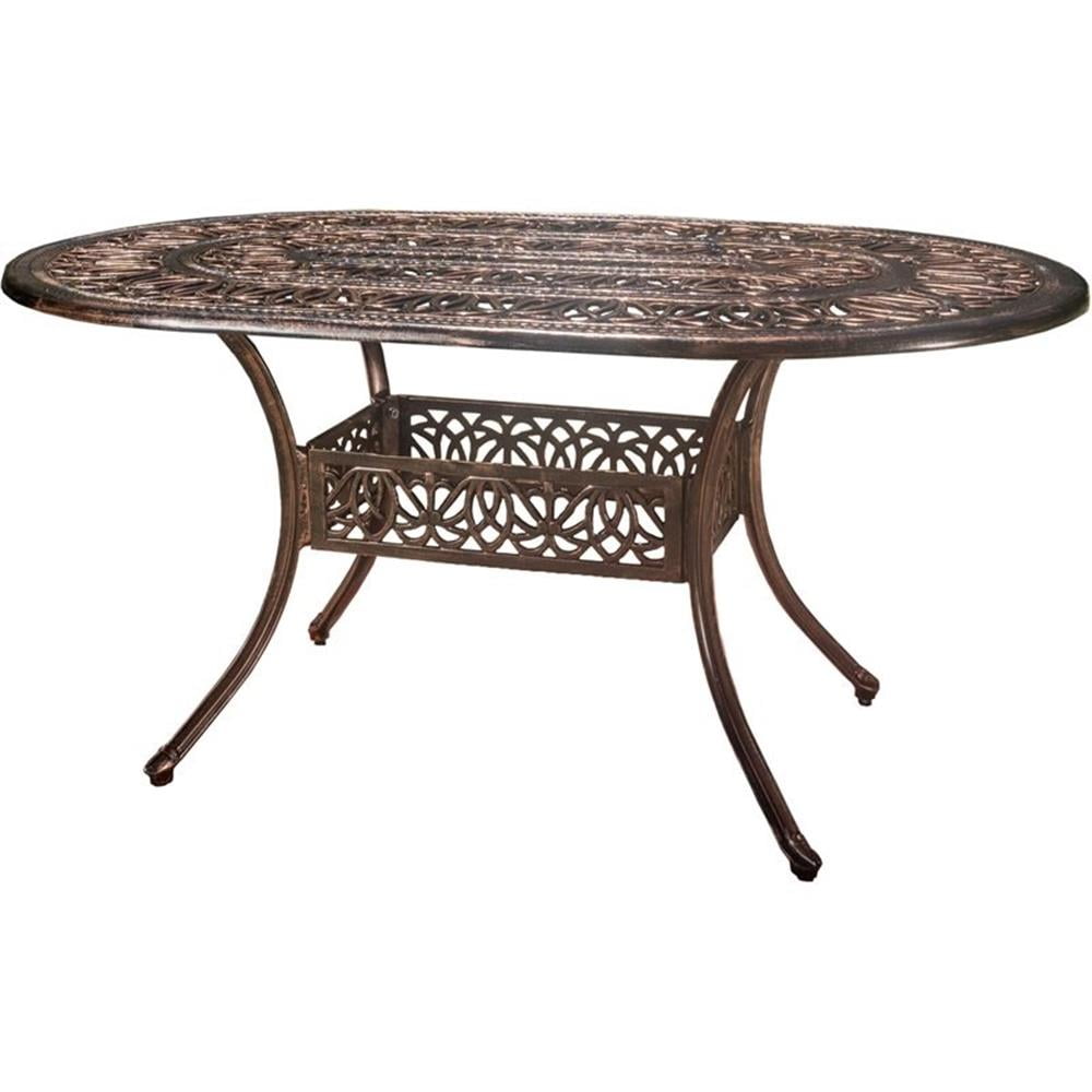 Tahoe Shiny Copper Oval Cast Aluminum Outdoor Dining Table