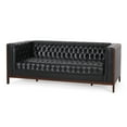 thumbnail image 1 of Noble House Tamarisk Sofa, Midnight Black and Espresso Faux Leather, 1 of 12