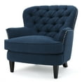 thumbnail image 1 of Noble House Tanner Tufted Fabric Club Accent Chair, Dark Blue, 1 of 14