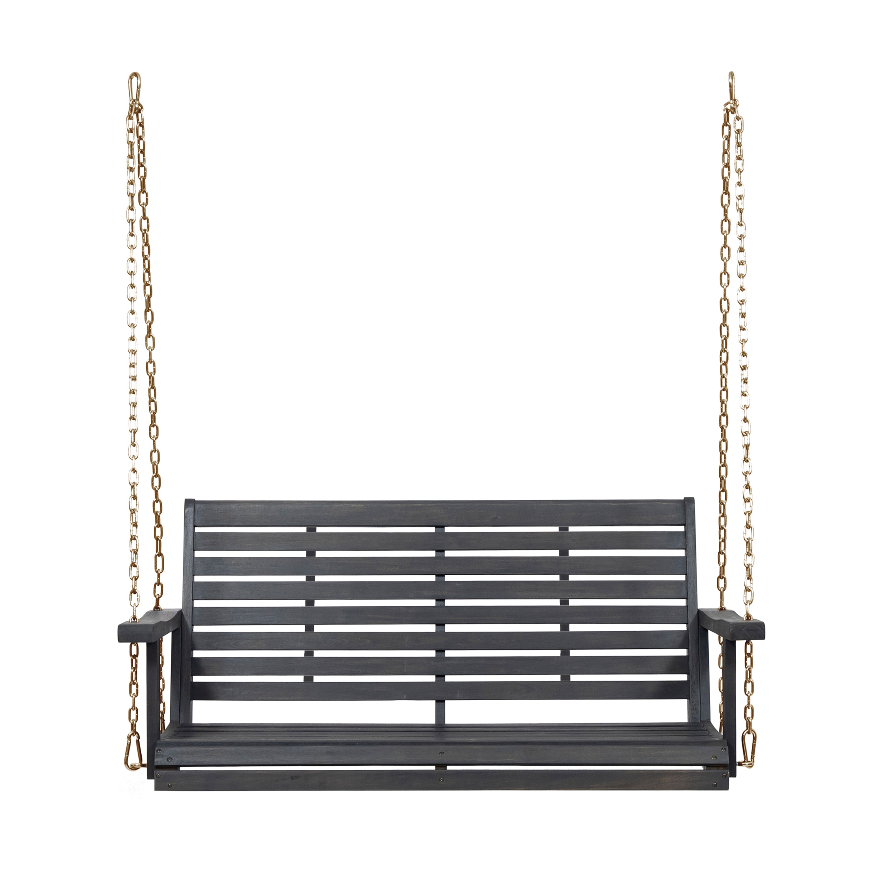 Ace Outdoor Aacia Wood Porch Swing, Dark Gray