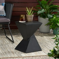 Noble House Tess Modern Light Weight Concrete Outdoor Accent Table in Black