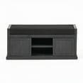 thumbnail image 1 of Noble House Tessa Modern Acacia Wood Storage Bench with Cushion, Sandblast Dark Gray, Black, 1 of 8