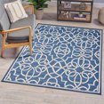 thumbnail image 1 of Noble House Jacyntha 90x63" Indoor Fabric Geometric Area Rug in Navy and Ivory, 1 of 6