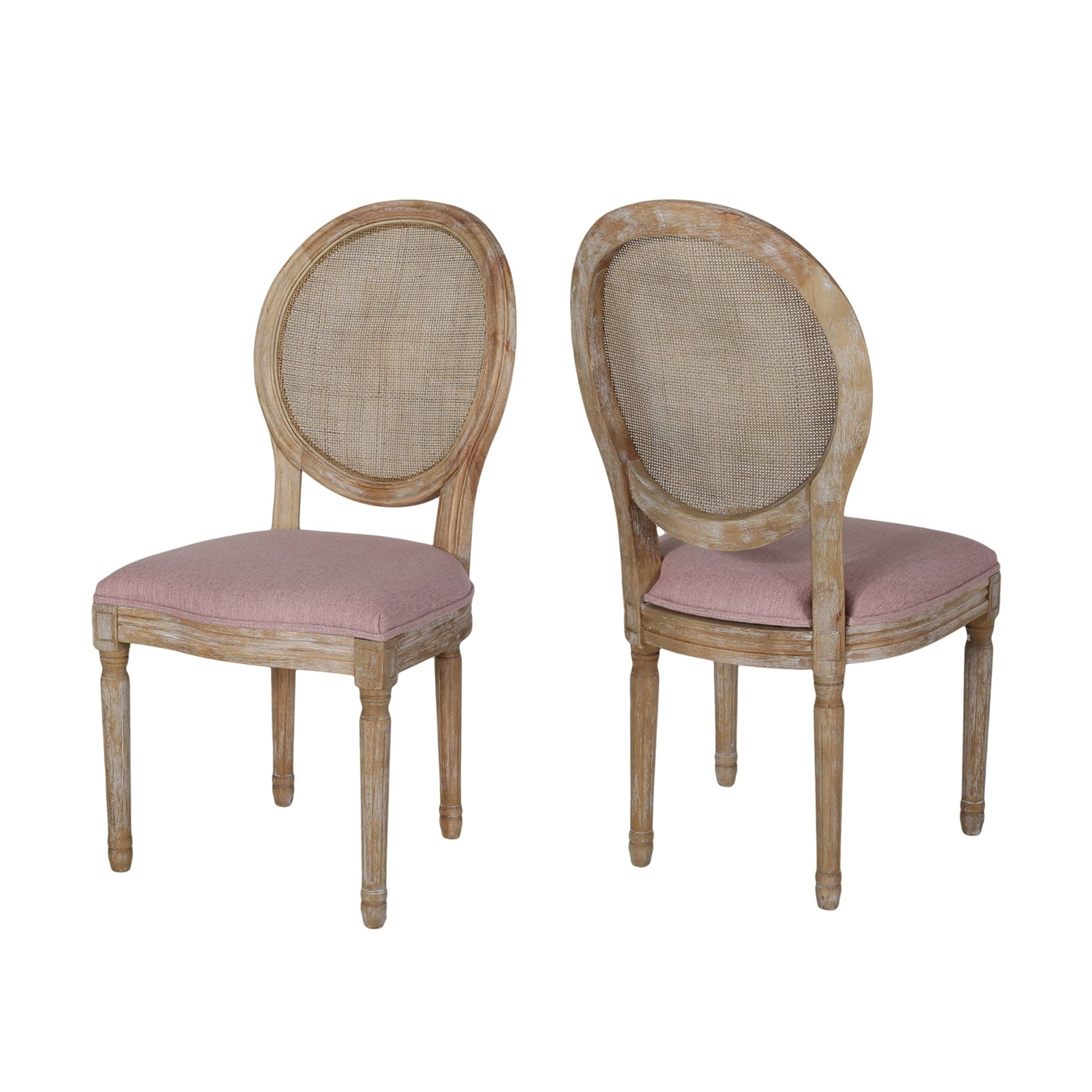 Noble House Theodore French Fabric Dining Chairs Set of 2 Pink