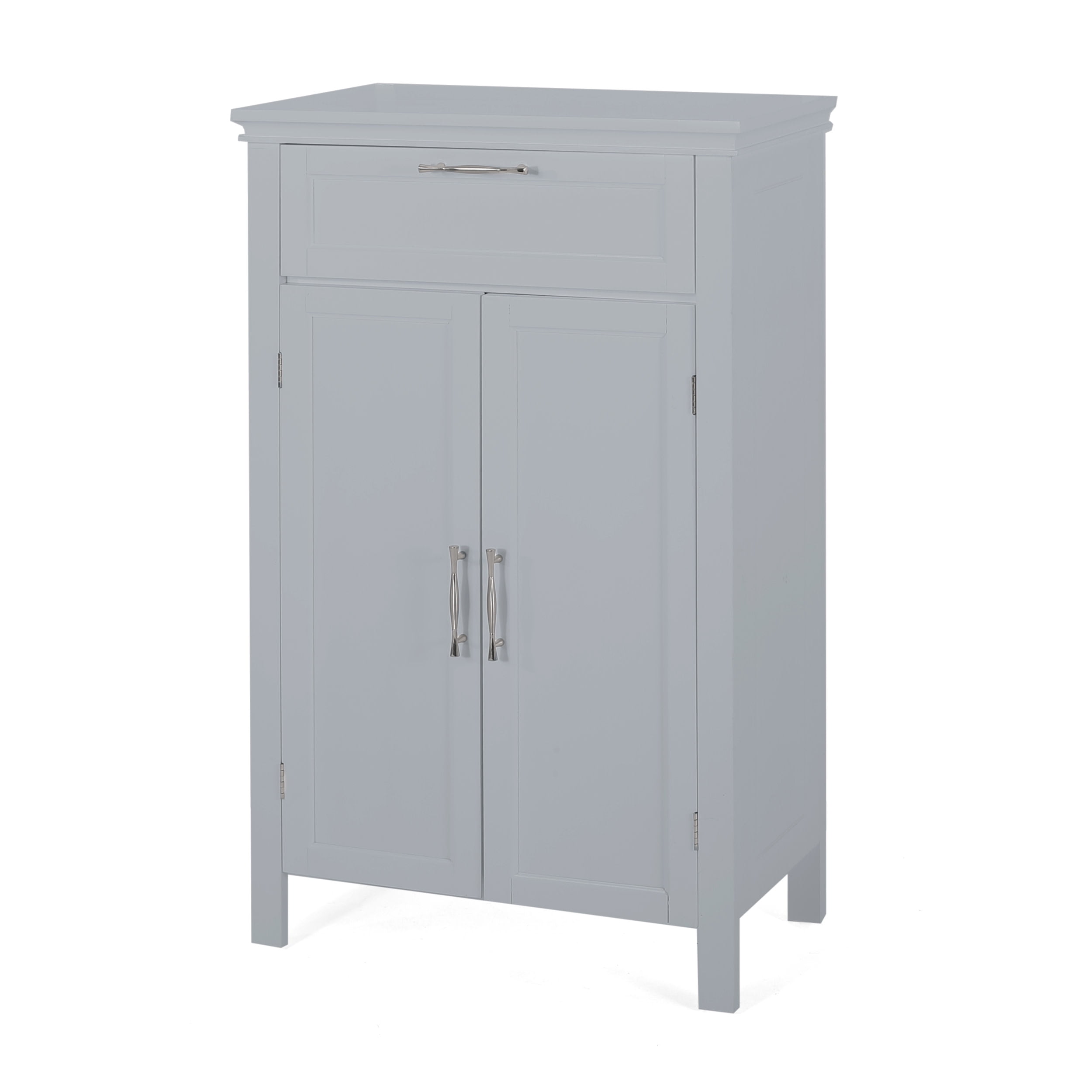 Noble House Tracey 2 Door Bathroom Floor Storage Cabinet with Drawer, Gray