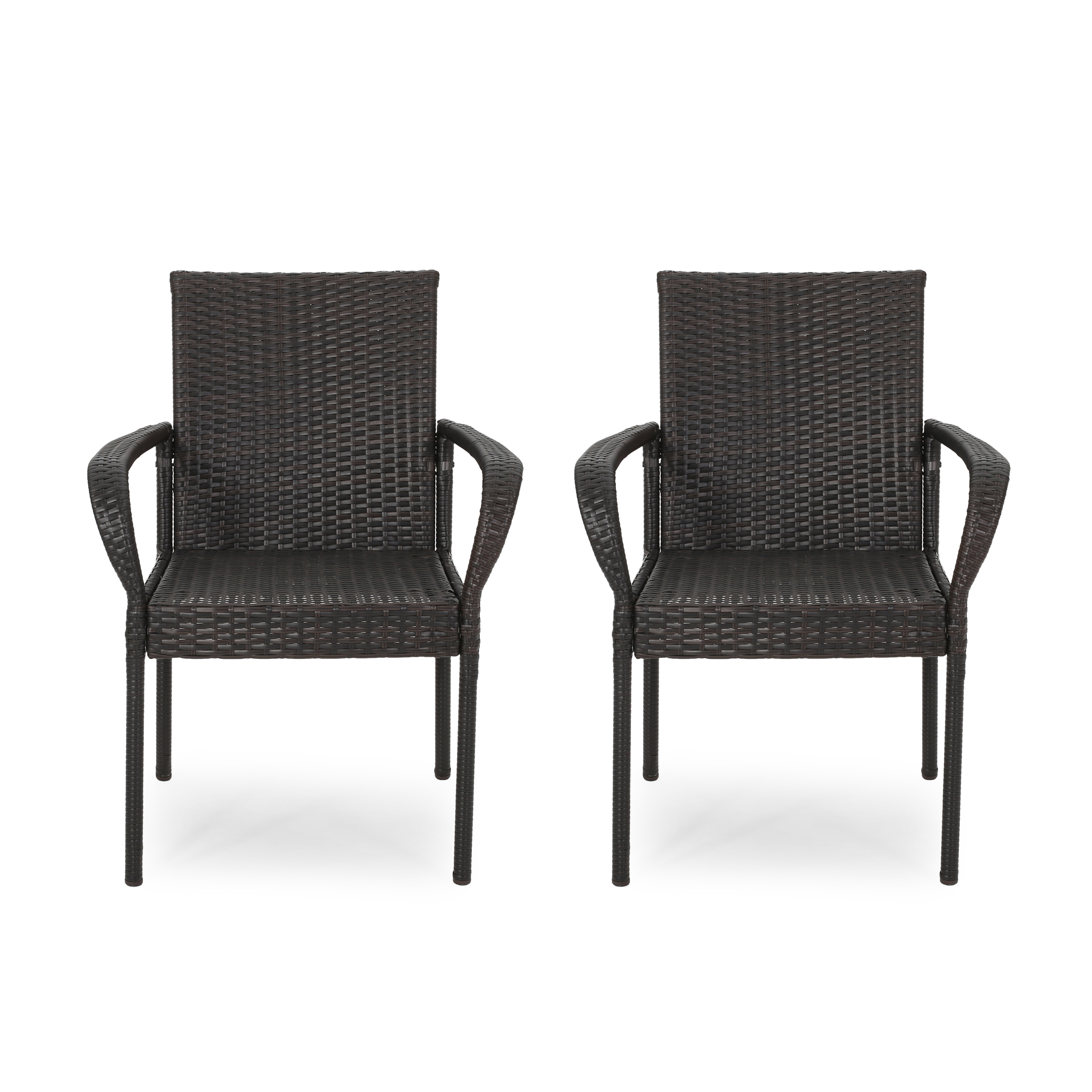Noble House Trombone Outdoor Wicker Dining Chair in Multibrown (Set of 2) - image 1 of 7
