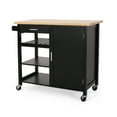 thumbnail image 1 of Noble House Trystin Rubberwood Kitchen Cart, Black, Natural, 1 of 9