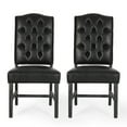 thumbnail image 1 of Noble House Tuttle Indoor Fabric Dining Chairs, Set of 2, Midnight Black, Gray, 1 of 8