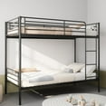thumbnail image 1 of Noble House Twin Over Twin Metal Bunk Bed, Convertible Twin Beds with Guardrails & Ladder, Storage Space, Black, 1 of 5