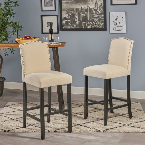 Noble House Vahn 30" Bar Stools, Set of 2, Ivory