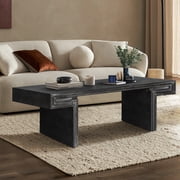 Noble House Vintage Industrial Coffee Table, Double-Tier Rectangular Design with Reclaimed Wood Texture and Rustic Finish, Antique Black