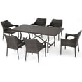 thumbnail image 1 of Noble House Wales 7 Piece Wicker Patio Dining Set in Brown, 1 of 10