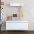 thumbnail image 1 of Noble House Wall-Mounted Entryway Shelf with Hooks and Storage Bench Set, Shoe Cabinet with Cushion, White, 1 of 11