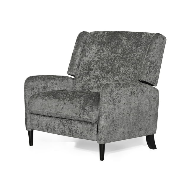 Noble House Wallner Fabric Oversized Pushback Recliner, Gray and Dark Brown