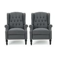 thumbnail image 1 of Noble House Walter Wingback Fabric Recliner, Set of 2, Gray, 1 of 14
