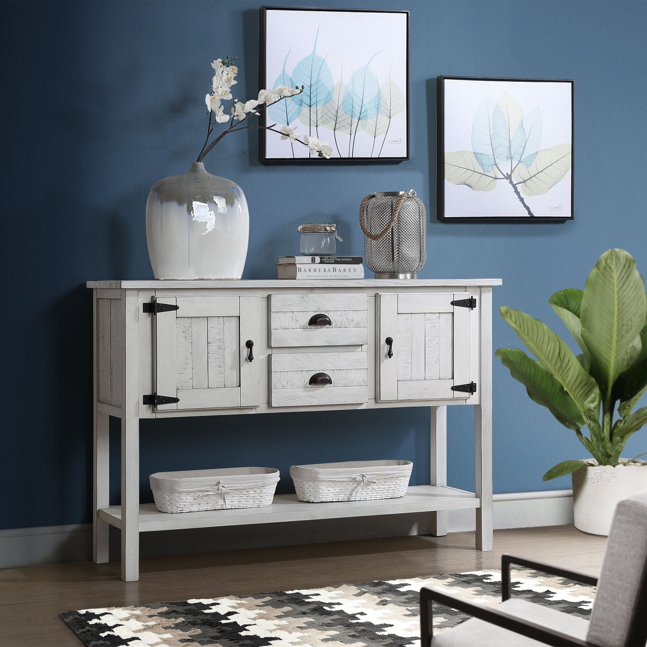 Noble House Warren Modern Entryway Console Table, Pine Wood Frame with ...