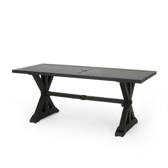 Noble House Wasco Aluminum Outdoor Dining Table, Antique Black