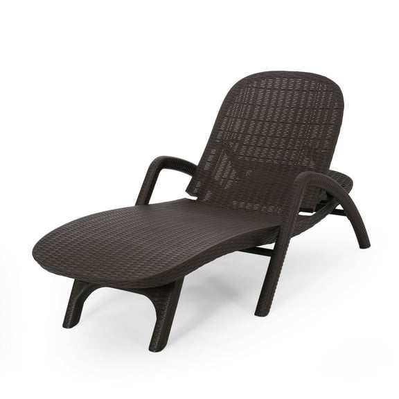 Noble House Waverly Outdoor Faux Wicker Chaise Lounge Dark Brown
