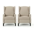 Noble House Wescott Fabric Wing Back Recliner, Set of 2, Beige