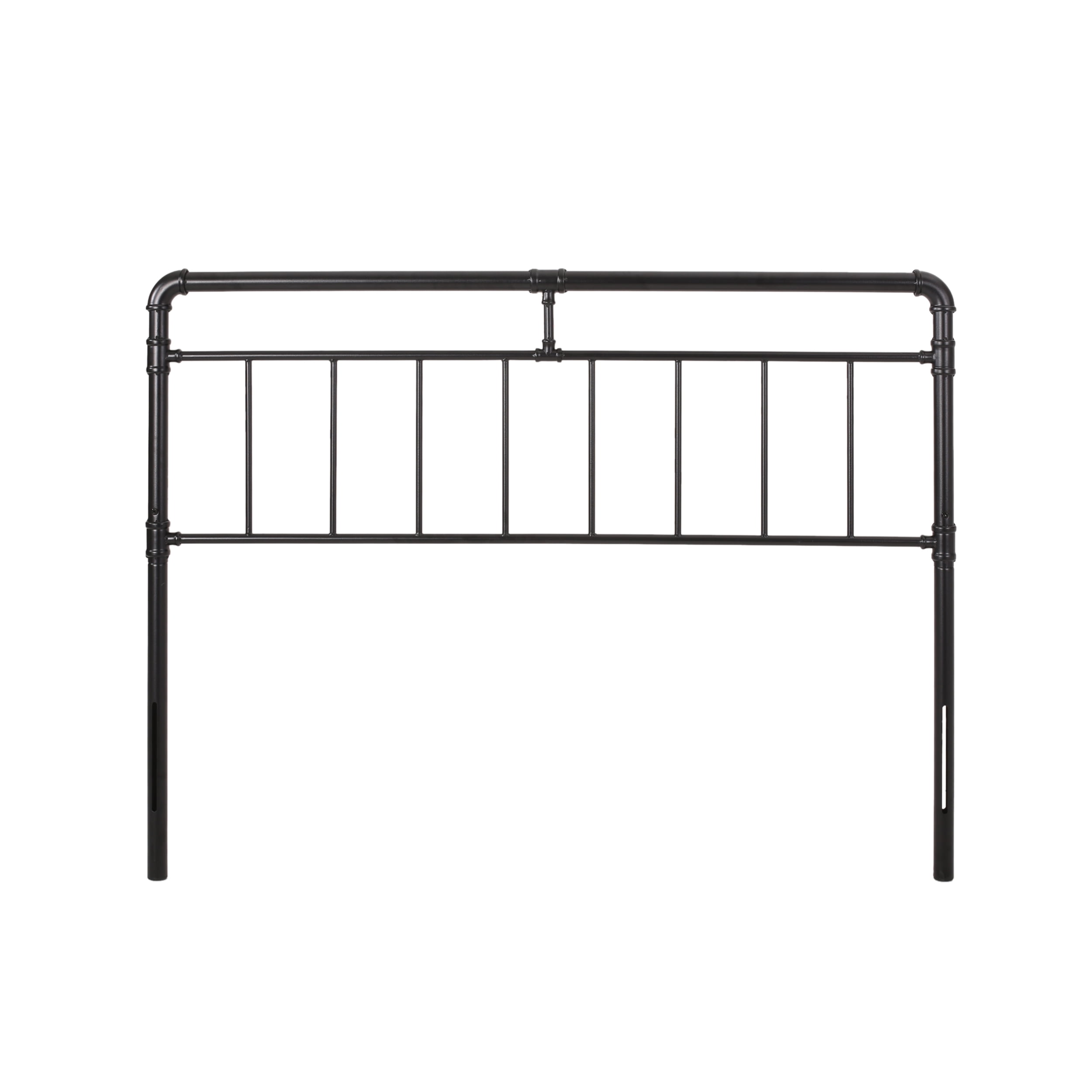 Industrial Black Iron Queen Headboard with Pipe Slat Design