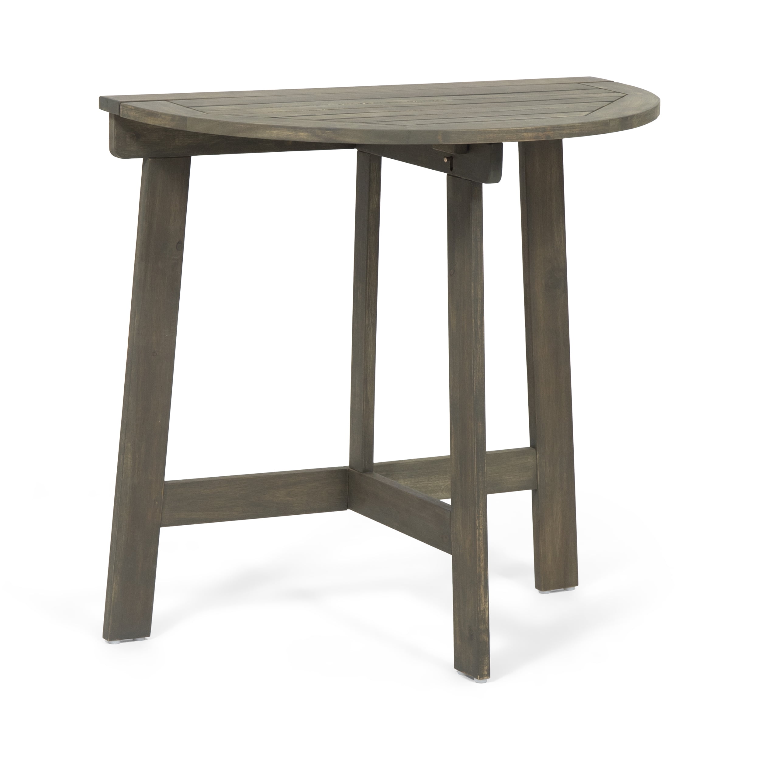 Jude Outdoor Half-Round Acacia Wood Bistro Table, Gray