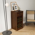 thumbnail image 1 of Noble House Wilbur 35.4" 24-Bottle Wine Cabinet, Modular Buffet, Grid Compact Bar Storage, Dining Room, Walnut, 1 of 9