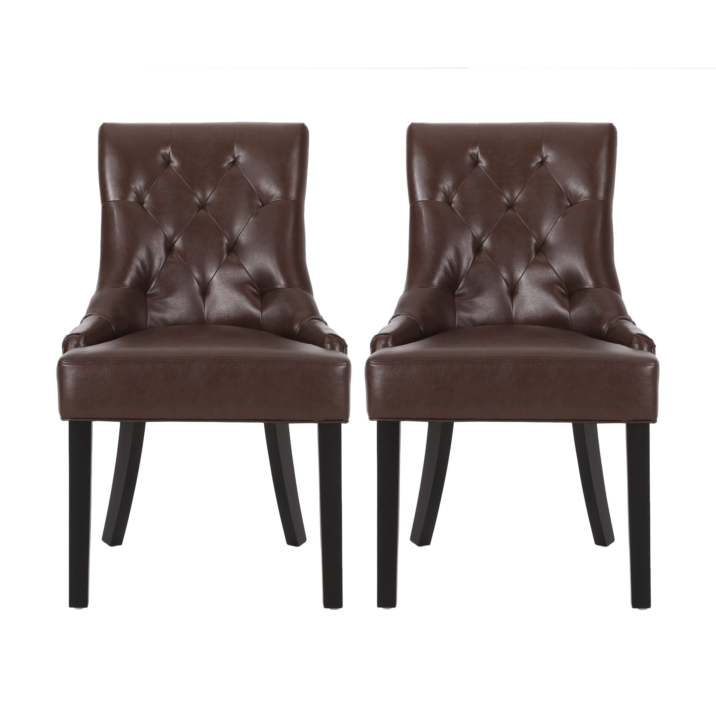 Reine Set of Faux Leather Dining Chairs Black/Black