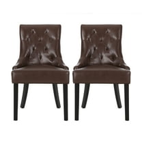 Noble House Will Contemporary Faux Leather Dining Chairs, Set of 2, Dark Brown