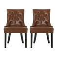 thumbnail image 1 of Noble House Will Faux Leather Dining Chairs, Set of 2, Cognac Brown, Dark Brown, 1 of 8