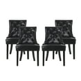 thumbnail image 1 of Noble House Will Faux Leather Dining Chairs, Set of 4, Midnight Black, Brown, 1 of 8
