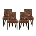 thumbnail image 1 of Noble House Will Faux Leather Tufted Dining Chairs, Set of 4, Cognac Brown and Matte Black, 1 of 8