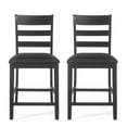 thumbnail image 1 of Noble House Woodbine Wood Upholstered Counter Stools, Set of 2, Black, 1 of 8