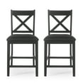 thumbnail image 1 of Noble House Wurtz Wood Upholstered 24.4" Counter Stools, Set of 2, Black, 1 of 9